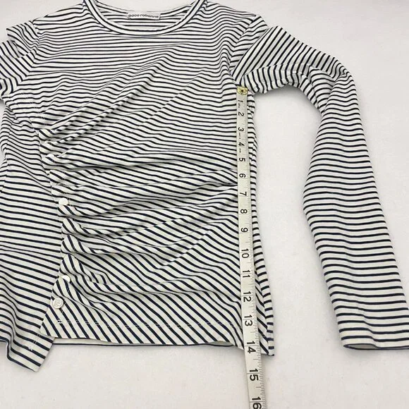 Paco Rabanne Striped Snap Button Asymmetric Drape Front Top - Picture 8 of 9